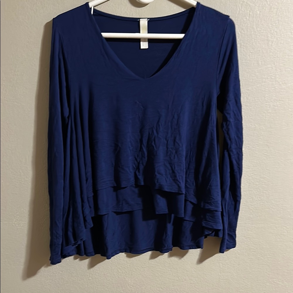Tini Lili Deep Blue Long Sleeve V-Neck Top